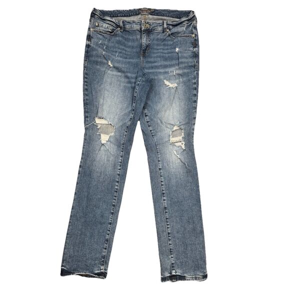Torrid Boyfriend Straight Jeans Womens 16 XT Blue Distressed Measures 36 x 32 - Picture 1 of 10